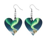 Northern Lights Boucles d'oreilles en bois ours polaire pour femme, bijoux vintage élégants en bois, boucles d'oreilles légères pour mariage, fête, cadeau quotidien, Star, Bois, Bois.