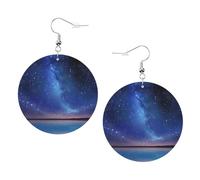 Northern Lights Boucles d'oreilles rondes élégantes en cuir - Accessoires tendance et uniques pour un usage quotidien, taille unique