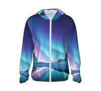 Northern Lights Chemise de soleil pour homme UPF 50+ Protection solaire à capuche à manches longues Rashguard, Noir/blanc, XXL