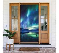 Northern Lights Couverture de porte Décorations de bienvenue Printemps saisonnier Bannière de porche Panneau Photo Fond Porte D'entrée Bannière à Suspendre pour Intérieur Extérieur 183 x 90 cm