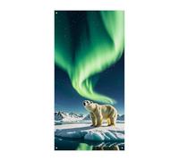 Northern Lights Couverture de porte ours polaire 90 x 180 cm Bannières de fête Panneau de bienvenue saisonnier Décoration verticale à suspendre pour porche, entrée, jardin
