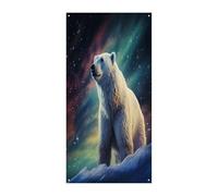 Northern Lights Couvre-porte d'entrée Ours polaire Bannière de bienvenue Grande toile de fond amusante Bannière Décorations à suspendre à l'intérieur et à l'extérieur et bon cadeau de printemps pour