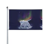 Northern Lights Drapeau de jardin imprimé ours polaire, 91,4 x 152,4 cm, adapté pour les pelouses, balcons, terrasses, intérieur et extérieur, avec œillets métalliques, mât non inclus.