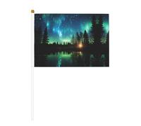 Northern Lights Drapeau double face à manivelle 14 x 20,8 cm, utilisé pour la décoration de fête de vacances, les compétitions