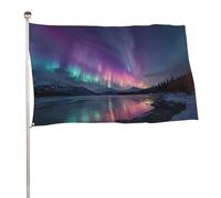 Northern Lights Drapeau paysage couvert d'eau et de neige 9,1 x 1,5 m pour extérieur, jardin, bannière décorative pour cour, porche, pelouse, ferme