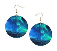 Northern Lights Ensemble de boucles d'oreilles en cuir imprimé pour femme, 1 paire de boucles d'oreilles légères bohèmes percées, bijoux cadeau pour femmes et filles