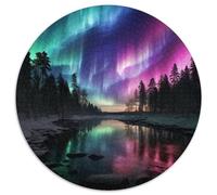 Northern Lights in Norway 1000 Pièces Puzzle Rond Cadeau Classiques Puzzle Circulaire Unique pour Adultes Et Enfants 1000pcs (67.5x67.5cm)