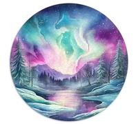 Northern Lights in Norway 1000 Pièces Puzzle Rond Cadeau Irrégulière Puzzle Circulaire Difficile Adulte 1000pcs (67.5x67.5cm)