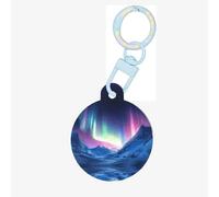 Northern Lights in The Andes Mountains Médaille d'identification pour chien et chat personnalisée tendance, ronde, de nombreuses couleurs, matériau acrylique, pour petits et grands animaux de