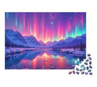 Northern Lights Landscape Puzzle Classique de 1000 pièces en Carton Robuste pour Adultes, défi Difficile Impossible, décompression, Cadeau de Relaxation Ultime 52 x 38 cm/1000 pièces