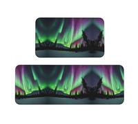 Northern Lights Lot de 2 tapis de cuisine pour sol Motif peinture aurore boréale