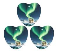 Northern Lights Lot de 3 désodorisants à suspendre pour voiture Motif ours polaire Gris