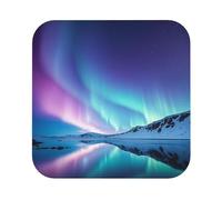 Northern Lights Lot de 4 dessous de verre en cuir absorbant résistant à la chaleur pour la protection de la table, sets de table basse pour décoration d'intérieur, cadeaux de pendaison de crémaillère