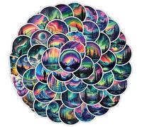 Northern Lights - Lot de 50 autocollants - Motif aurores boréales - Décoration mignonne pour voiture, ordinateur portable, skateboard, vélo, cyclomoteur, moto, vélo, ordinateur - Convient pour adultes