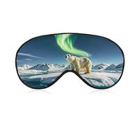Northern Lights Masque de sommeil avec motif ours polaire pour les yeux, confortable et doux, couverture des yeux avec bande élastique, convient pour homme et femme, convient pour voyager/dormir
