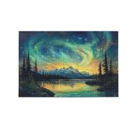 Northern Lights Over Mountain Lake Puzzles pour adultes Puzzle stimulant parfait pour les nuits 500 pièces