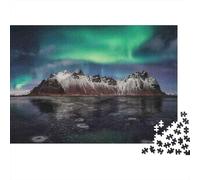 Northern Lights Over Mountains Puzzle Classique en Carton Robuste de 1000 pièces pour Adultes, défi Difficile Impossible, décompression, Cadeau de Relaxation Ultime 70 x 50 cm/1000 pièces
