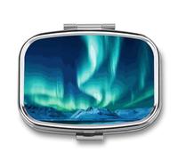 Northern Lights Pilulier carré portable avec 2 compartiments pour poche et voyage