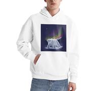 Northern Lights Polar Bear Pull à capuche à manches longues pour homme avec poche pour un usage quotidien, blanc, XXL