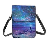 Northern Lights Red Rose Crossbody Sacs à main pour téléphone portable pour femme, cuir PU mignon imprimé petit portefeuille pour téléphone portable