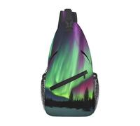 Northern Lights Sac à dos à bandoulière avec imprimé peinture pour le quotidien, sac à dos à bandoulière, sac de poitrine, sac de jour, pour l'extérieur, les voyages décontractés