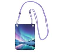 Northern Lights Sac à main pour téléphone portable pour femme, pochette pour téléphone portable, sac portefeuille avec bandoulière noire, pochette de voyage, violet, taille unique