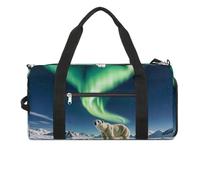 Northern Lights Sac de sport pour homme et femme Motif ours polaire imperméable Grand sac de sport pour voyage et entraînement