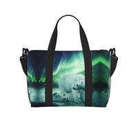 Northern Lights Sac de voyage léger pour femme Motif ours polaire, Noir , Taille unique
