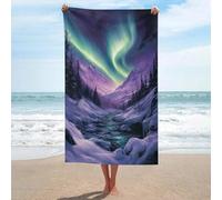 Northern Lights Serviette de plage en microfibre anti-sable pour salle de bain et piscine 130 x 80 cm