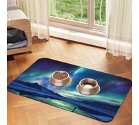 Northern Lights Tapis d'alimentation pour animal domestique 40 x 60 cm, tapis absorbant pour gamelle d'eau et de nourriture, en cuir synthétique, imperméable, séchage rapide, sans taches