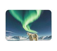Northern Lights Tapis de bain en forme d'ours polaire absorbant l'humidité et la saleté, avec dos en caoutchouc antidérapant, tapis de sol pour salle de bain, baignoire, douche, évier