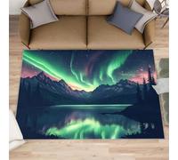 Northern Lights Tapis de couloir, 70 x 120 cm, motif montagnes enneigées, ciel étoilé naturel, tapis antidérapant pour chambre d'enfant, chambre d'enfant, table de chevet