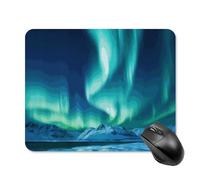 Northern Lights Tapis de souris avec bords cousus, tapis de souris de qualité supérieure, tissu lavable, tapis de souris en caoutchouc antidérapant, design parfait pour les jeux, ordinateur portable