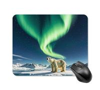 Northern Lights Tapis de souris carré avec base en caoutchouc antidérapant Motif ours polaire 20 x 25 cm Ultra-fin Pour ordinateur portable Accessoires de bureau
