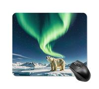 Northern Lights Tapis de souris carré avec base en caoutchouc antidérapant Motif ours polaire 25 x 30 cm Ultra-fin pour ordinateur portable Accessoires de bureau