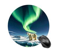 Northern Lights - Tapis de souris rond - Motif ours polaire - Glisse - Extra dense - Portable et confortable - Pour bureau, maison, bureau - 20 x 20 cm