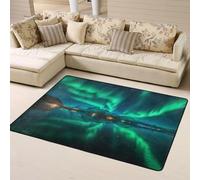 Northern Lights Tapis d'intérieur doux lavable pour chambre à coucher, salon - Tapis d'intérieur doux et antidérapant pour chambre à coucher et salon - 160 x 121 cm