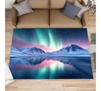 Northern Lights Tapis pour chambre à coucher, motif aurore, décoration d'intérieur, salon, lavable, pour chambre de garçons et filles, 140 x 200 cm