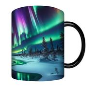 Northern Lights Tasse thermique à changement de couleur - Tasses à café sensibles à la chaleur, tasse à café chauffante fantaisie en céramique, tasse à café fantaisie avec aurores boréales, tasse à