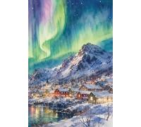 Northern Lights Village Notebook: 100-Page Lined Notebook for Writing, Notes, Journaling, and Daily Use
