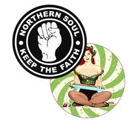 Northern Soul Pin Up Girl Slipmats Double face pour tourne-disque | Tapis de gymnastique en feutre souple de qualité supérieure | Tapis de platine Mod style années 1960 | Fabriqué à Berlin par