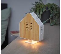 Northpoint Boîte à Bruit Naturel pour Oiseaux - en Bois véritable Invisible - Détecteur de Mouvement HF - Lumière Rechargeable avec Support Mural - Bois de frêne Blanc