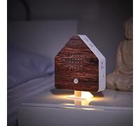 Northpoint Boîte à Sons naturels Chant d'oiseaux Boîte à gazouillis d'oiseaux Détecteur de Mouvement Sons d'oiseaux Lumière Rechargeable avec Support Mural (Bois de Noyer, Maison)