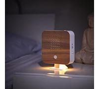 Northpoint Boîte à sons naturels Chant oiseau Boîte à gazouillis Détecteur de mouvement Sons d'oiseau Lumière Rechargeable avec support mural (bois de hêtre, carré)