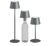 Northpoint Lampe de table LED 3 en 1 - En gris - Hauteur max. : 45 cm - Avec batterie de 3000 mAh - 200 lm - Lumière blanche chaude (3000 K) - Intensité variable en continu - Pour l'intérieur et