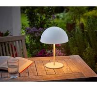 Northpoint Lampe de table LED en métal à batterie en forme de champignon - 28 cm de haut - Interrupteur tactile - Abat-jour d'extérieur - Lampe de terrasse (blanc)