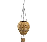 Northpoint Lampe solaire LED montgolfière en rotin - Lanterne solaire suspendue résistante aux intempéries pour jardin, balcon et terrasse - Décoration bohème avec lumière blanche chaude - Lampe