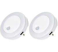 Northpoint Veilleuse LED pour prise de courant, détecteur de mouvement, 2 ports de charge USB latéraux, lumière blanche chaude colorée (2 pièces)