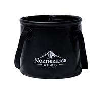 Northridge Gear Seau pliant bol pliant au design branché | Camping pêche parti jardin | Peut être utilisé comme cuvette pliable, bocal à eau ou évier pliant | Noir, 15L