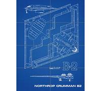 Northrop B-2 Spirit Stealth Bomber Blueprint Plan XL Giant Panel Poster (8 Sections) Bombardier Bleu Affiche